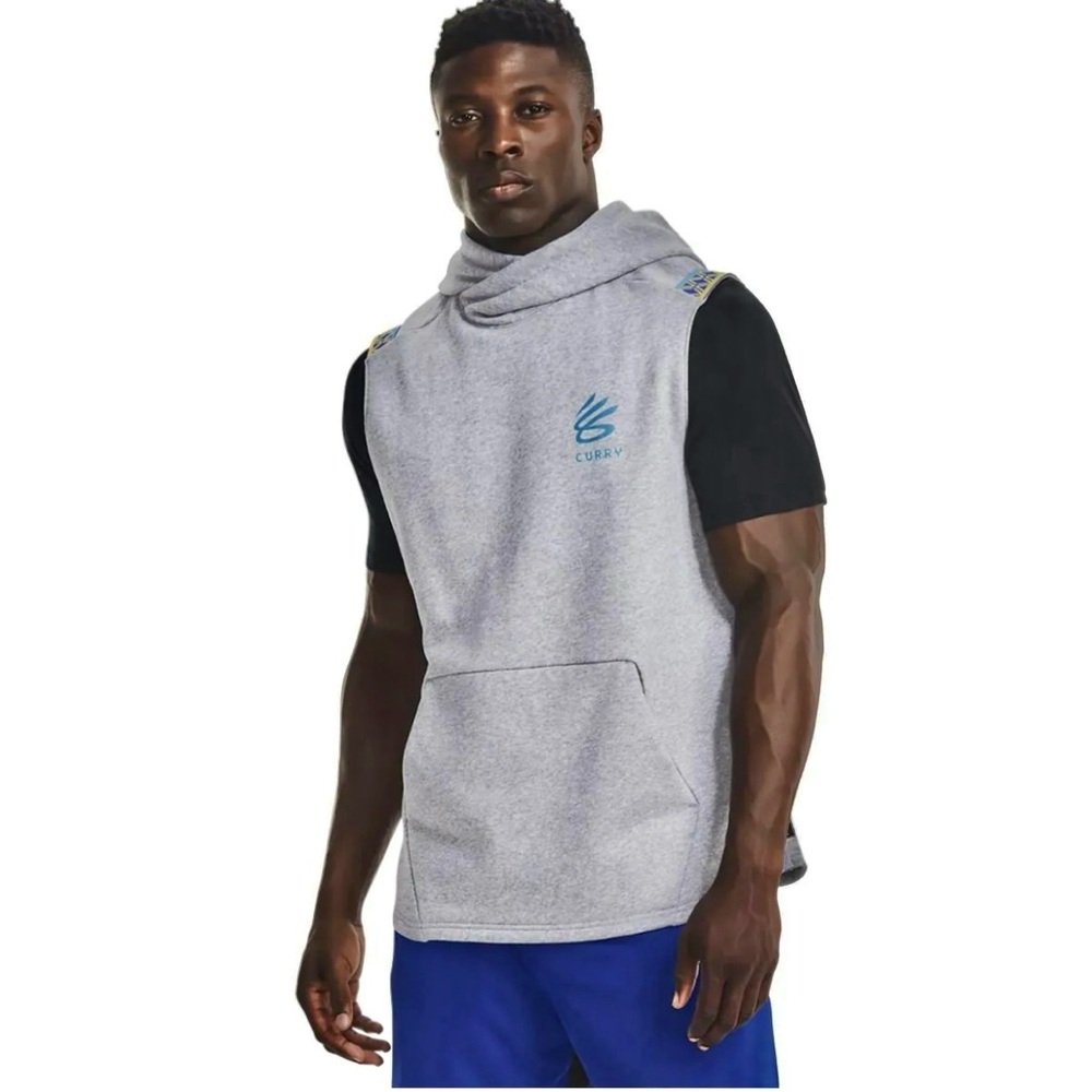 Under Armour Men's Curry Gray Fleece Sleeveless Hoodie - 2XL